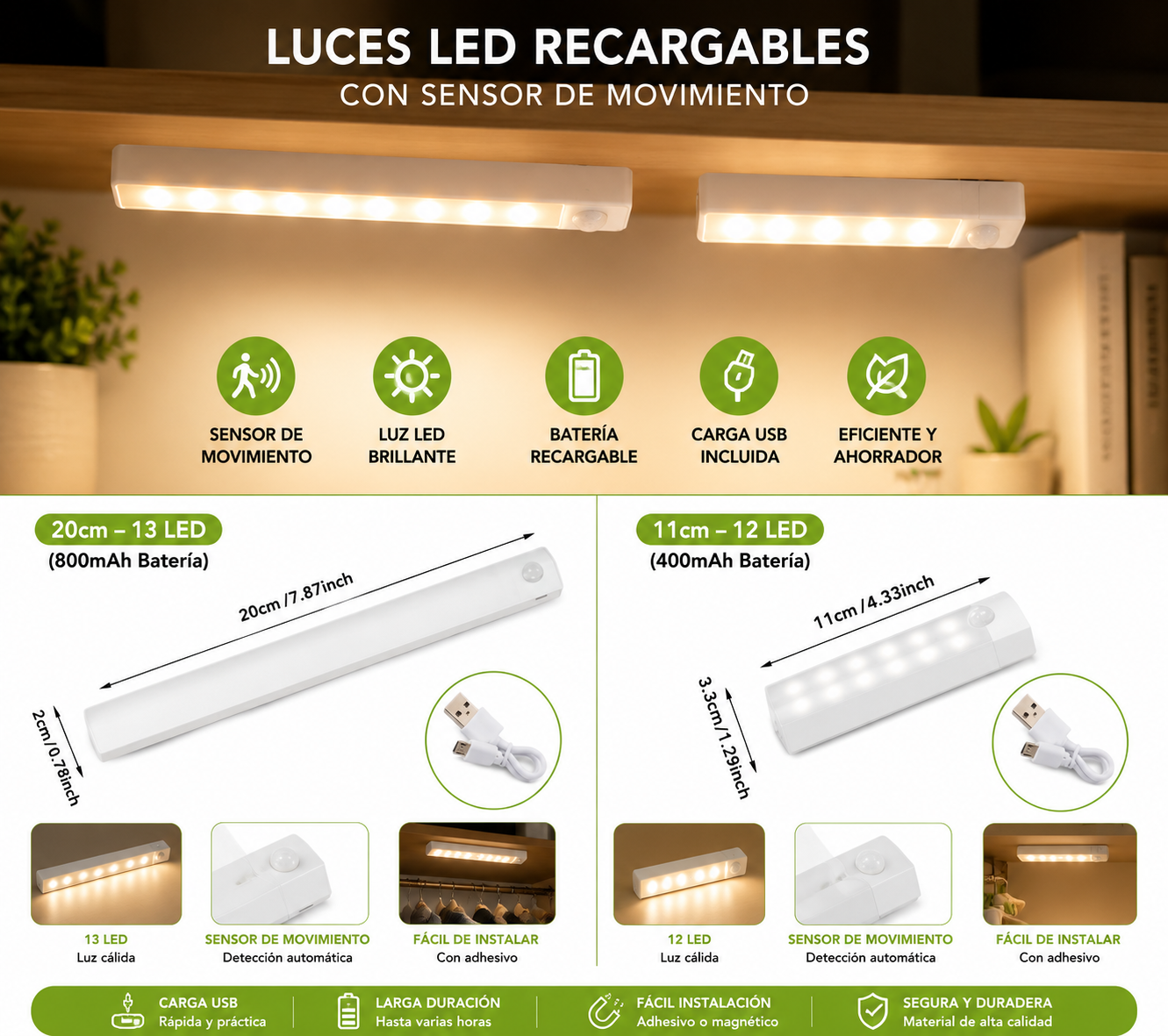 Luz LED con Sensor de Movimiento